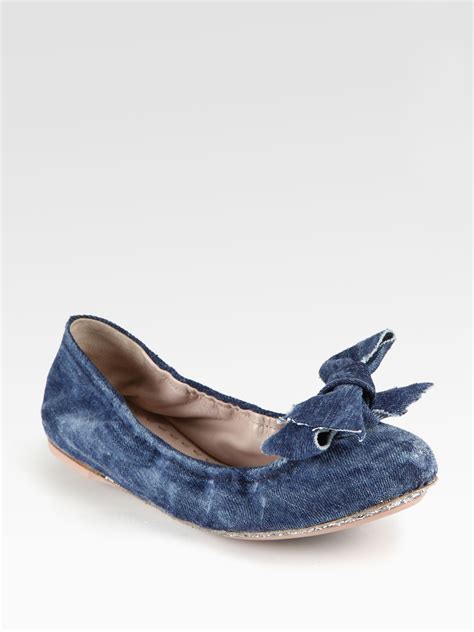 miu miu denim flats|women's miu mi u flats.